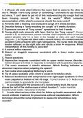 HESI 1 - V1 and V2 REVIEW - Health Assessment 1 Exam Questions with Solutions The nurse is performing a thoracic assessment on a client with chronic asthma and hyperinflation of the lungs. Which finding should be expected for this client? - ANS Barrel che