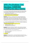 APEA Pre-Predictor Test Questions VERIFIED  COMPLETE SOLUTIONS 