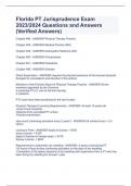 Florida PT Jurisprudence Exam 2023/2024 Questions and Answers (Verified Answers) 