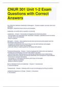 CNUR 301 Unit 1-2 Exam Questions with Correct Answers