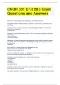 Bundle For CNUR 301 Exam Questions with Correct Answers