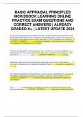 BASIC APPRAISAL PRINCIPLES MCKISSOCK LEARNING ONLINE PRACTICE EXAM QUESTIONS AND CORRECT ANSWERS | ALREADY GRADED A+ | LATEST UPDATE 2024