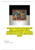 Test Bank for Sensation and Perception, 9th Edition, E. Bruce Goldstein ISBN-10 1133958494 With All Chapter 1-15 Questions and Detailed Correct Answers 100% Complete Solution