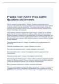 Practice Test 1 CCRN (Pass CCRN) Questions and Answers