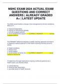 NSHC EXAM 2024 ACTUAL EXAM QUESTIONS AND CORRECT ANSWERS | ALREADY GRADED A+ | LATEST UPDATE