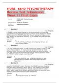NURS -6640 PSYCHOTHERAPY  Review Test Submission: Week 11 Final Exam.