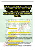 HESI RN EXIT EXAM V1-V7 (LATEST  2023-2024) / RN EXIT HESI EXAM  V1,V2,V3,V4,V5,V6,V7 LATEST  UPDATES QUESTION ANDANSWERS GRADE A