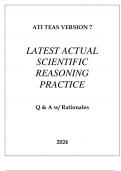 ATI TEAS VERSION 7 LATEST ACTUAL SCIENTIFIC REASONING PRACTICE Q & A WITH RATIONALES