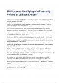 Healthstream Identifying and Assessing Victims of Domestic Abuse Exam Questions with complete solutions 2024( A+ GRADED 100% VERIFIED).