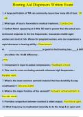 ILE/ IHS ILE Exams BUNDLED Hearing Aid Dispenser Practice Test  Hearing Aid Dispenser Written Exam 2024 Questions and Answers Updated (2024 / 2025) (Verified Answers)