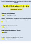 CERTIFIED MEDICATION AIDE REVIEW QUESTIONS AND ANSWERS (100% VERIFIED)