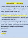 Angina & MI (NCLEX) Exam 1 Questions and Answers (2023 / 2024) (Verified Answers)