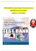 TEST BANK For Leddy and Pepper’s Professional Nursing, 9th Edition by Lucy Hood, Verified Chapters 1 - 22, Complete Newest Version