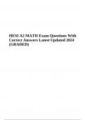 HESI A2 MATH Exam Questions With Correct Answers Latest Updated 2024 (GRADED)