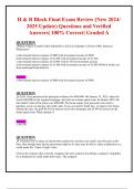 H & R Block Final Exam Review (New 2024/ 2025 Update) Questions and Verified  Answers| 100% Correct| Graded A 
