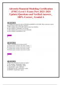 Adventis Financial Modeling Certification (FMC) Level 1 Exam (New 2023/ 2024  Update) Questions and Verified Answers_ 100% Correct_ Graded A 