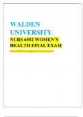 WALDEN UNIVERSITY| NURS 6552 WOMEN’S HEALTH FINAL EXAM