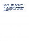 ATI TEAS 7 Math / ati teas 7 math / ATI TEAS 7 MATH 2024- 2025 ACTUAL EXAM QUESTIONS AND CORRECT DETAILED ANSWERS GRADED A+