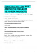 Dynatrace Pro Cert BEST  ANSWERS 2023/2024  VERIFIED ANSWERS