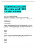 MN Contractors Exam (licensing quiz) 100%  verified answers