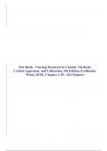 Test Bank - Nursing Research in Canada: Methods, Critical Appraisal, and Utilization, 4th Edition (LoBiondo-Wood, 2018), Chapter 1-20 | All Chapters