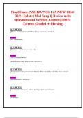  Exam 1,Exam 2,Exam 3,Exam 4 & Final Exams: NSG123/ NSG123 Med Surg 1 (NEW 2024/ 2025 Updates BUNDLED TOGETHER WITH COMPLETE SOLUTIONS) | Questions and Verified Answers| 100% Correct| Graded A- Herzing