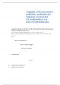 TEST BANK FOR COMPLETE SOLUTIONS MANUAL PROBABILITY AND STATISTICS FOR COMPUTER SCIENTISTS 2ND EDITION.QUESTIONS AND ANSWERS WITH RATIONALES.