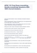 APSC 151 Final Exam (everything literally everything) Questions With 100% Correct Answers.