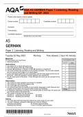 AQA AS GERMAN Paper 1 Listening, Reading and Writing QP  2023