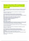  Dosage Calculation RN Fundamentals Online Practice Assessment 3.0 Exam Guide 2024 