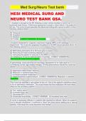 HESI MEDICAL SURG AND NEURO TEST BANK Q$A