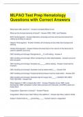 MLPAO Test Prep Hematology Questions with Correct Answers
