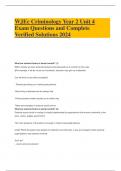 WJEc Criminology Year 2 Unit 4 Exam Questions and Complete Verified Solutions 2024