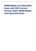 NASM Weight Loss Specialist Exam with 100% Correct Answers 2024 / NASM Weight Loss Specialist Exam