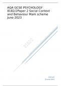 AQA GCSE PSYCHOLOGY Paper 2 Social Context and Behaviour Mark scheme June 2023