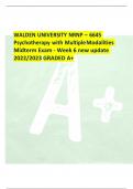 WALDEN UNIVERSITY NRNP – 6645 Psychotherapy with MultipleModalities Midterm Exam - Week 6 new update 2022/2023 GRADED A+