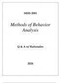 MHS 2001 METHODS OF BEHAVIOR ANALYSIS EXAM Q & A 2024.