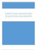 Alberta Final Exam Biology 20 Questions and Answers 2024