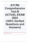  ATI RN Comprehensive Test B ACTUAL EXAM 2024 (100% Verified Questions and Answers)