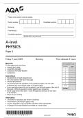 AQA A LEVEL PHYSICS PAPER 2 QUESTION PAPER 2023 [7408-2]