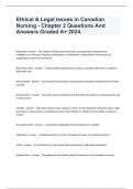 Ethical & Legal Issues in Canadian Nursing - Chapter 2 Questions And Answers Graded A+ 2024.