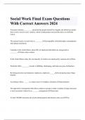 Social Work Final Exam Questions  With Correct Answers 2024