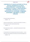 LOUISIANA CLASS D LICENSE ACTUAL  EXAM, LOUISIANA CLASS D  "CHAUFFEUR'S" LICENSE TEST,  LOUISIANA CLASS D "CHAUFFEUR'S"  LICENSE, LOUISIANA CLASS D |  QUESTIONS & ANSWERS (VERIFIED  ANSWERS) | GRADED+ | LATEST  UPDATE