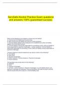  ServSafe Alcohol Practice Exam questions and answers 100% guaranteed success.