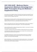 UHC 2024 AHIP - Medicare Basics Assessment (Medicare Advantage [non-SNP], Prescription Drug Question and answers 2023/2024 verified to pass