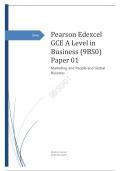 Edexcel GCE A Level in Business (9BS0) Paper 01 Marketing and People and Global Business  together with Mark Scheme Summer 2023