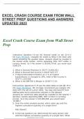 EXCEL CRASH COURSE EXAM FROM WALL STREET PREP QUESTIONS AND ANSWERS UPDATED 2023