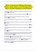 Basic Professional Military Education Block 2 Navy History and Heritage World  War II: Pacific Questions and Answers