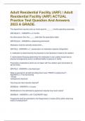 Adult Residential Facility (ARF) / Adult Residential Facility (ARF) ACTUAL Practice Test Question And Answers 2023 A GRADE