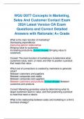 WGU D077 Concepts In Marketing, Sales And Customer Contact Exam 2024 Latest Version OA Exam Questions and Correct Detailed Answers with Rationale| A+ Grade